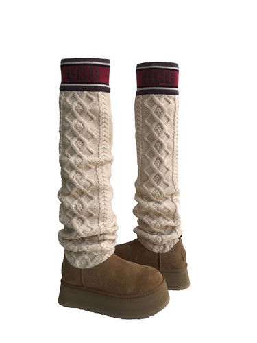 UGG CLASSIC CHILLAPEAK TALL CHESTNUT SUEDE FUR PLATFORM BOOTS