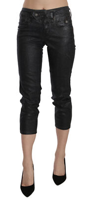 John Galliano Black Mid Waist Cropped Cut Hem Denim Casual Pants main image 1