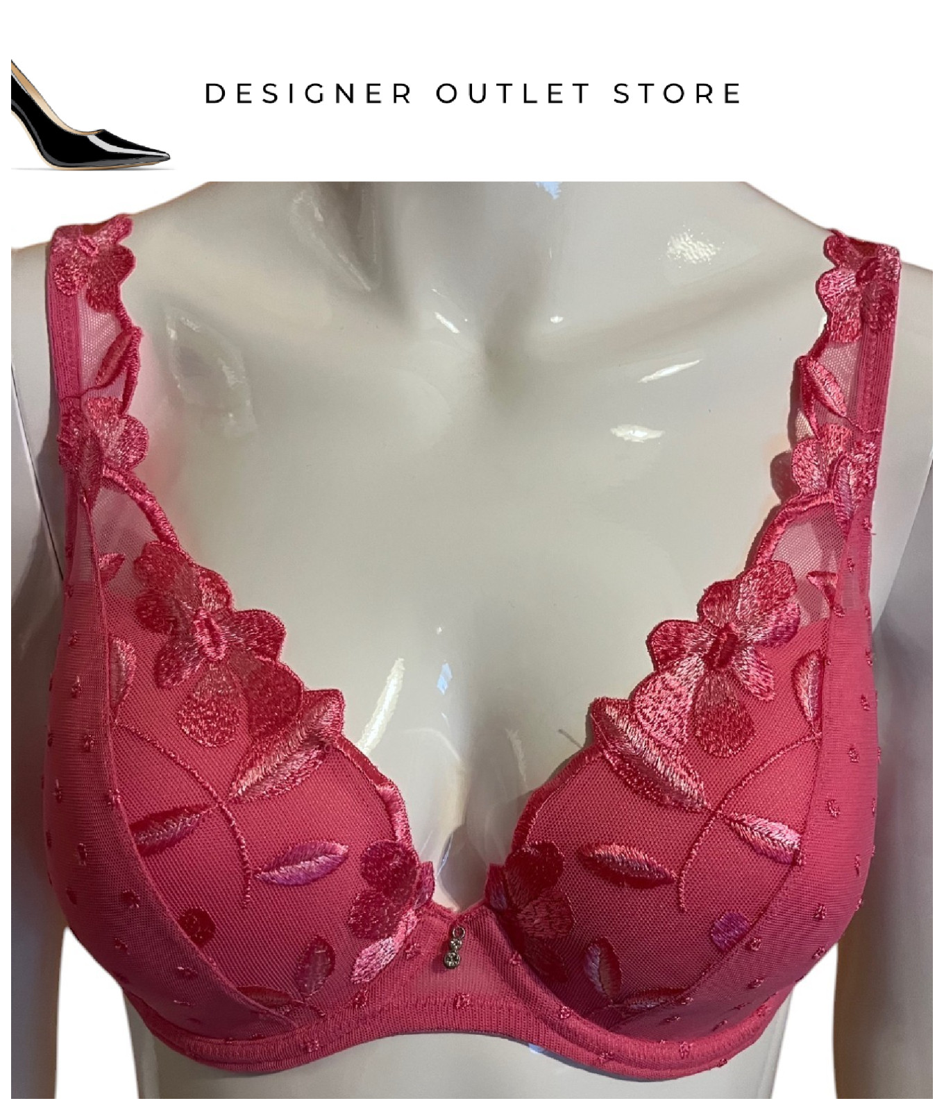 Sujetador Marie Jo Plunge UK 32D Agnes con aros acolchado alto ápice rosa paraíso