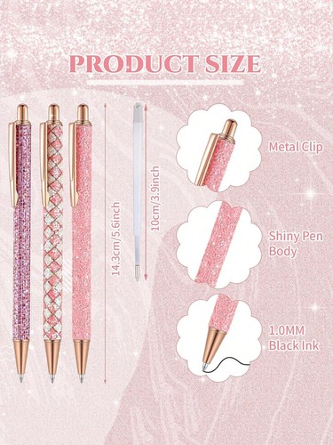 1 3 6 pcs Fancy Ballpoint Pens Sparkly Glitter Pens for Women Cute And Stylish - Foto 10 di 24