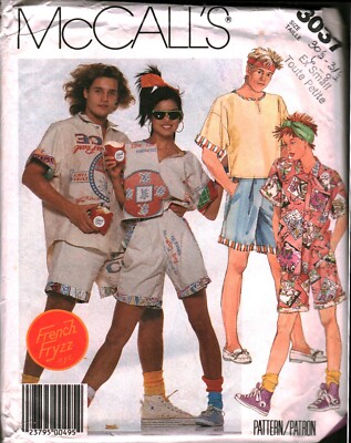3037 Vintage McCalls SEWING Pattern Misses 1980s Top Shirt Shorts French Fryzz