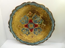 LARGE VINTAGE ITALIAN GILT FLORENTINE SERVING TRAY PLATE ITALIAN CHARGER PLATTER