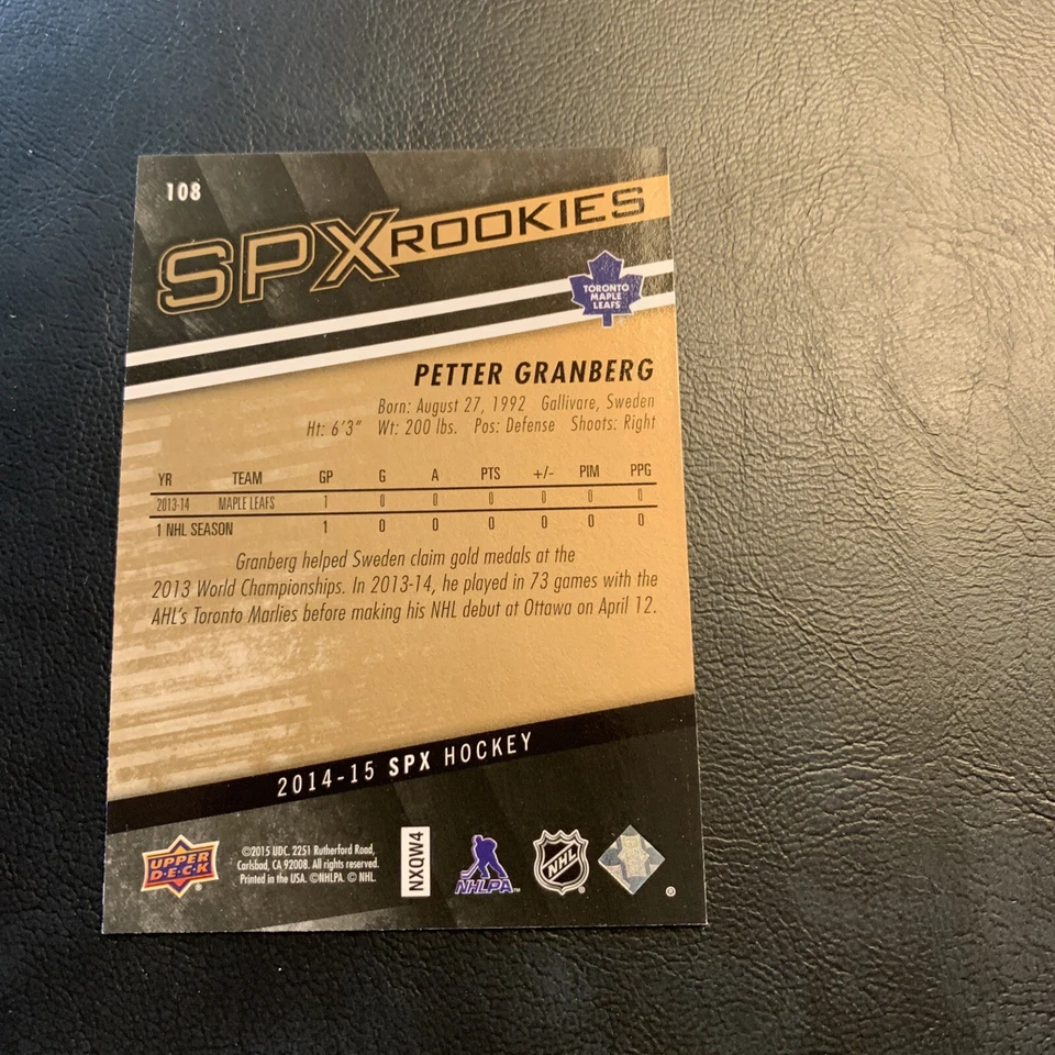 BFF 2014/15 SPX rookies￼ #108 Petter Granberg Toronto maple leafs￼ - Image 2 of 2