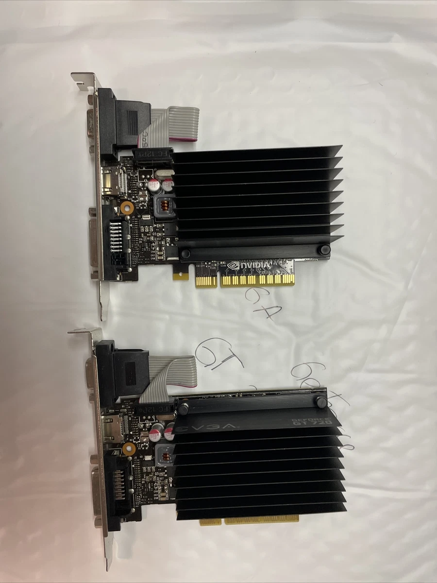 Lot Of 2 EVGA Nvidia GeForce GT 720 1GB GDDR5 01G P3 2722 KR Graphics Card