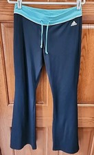 Adidas Athletic Sweatpants Track Women's Medium M Wide Leg Logo Navy Blue