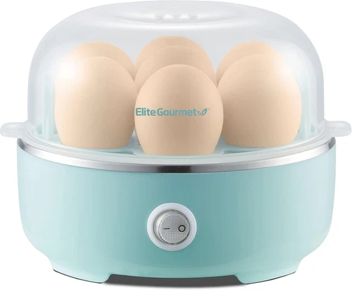 Elite Gourmet EGC115M Easy Egg Cooker Electric 7-Egg Capacity, Soft, Medium, Har