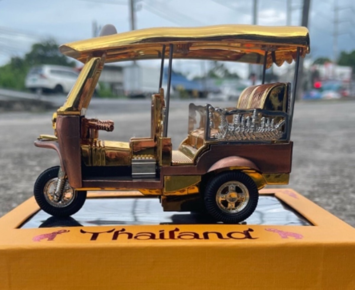 Tuk Tuk Thailand Taxi Model Gold Souvenir Toy Tricycle Bangkok