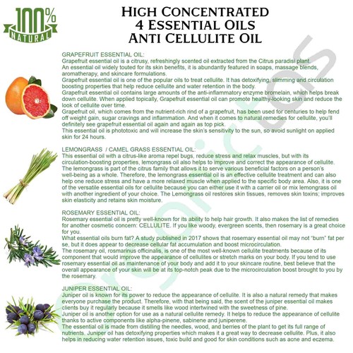 Mezcla de aceite de celulitis natural - 4 mezcla de aceites esenciales de alta concentración 10 ml - Imagen 3 de 12