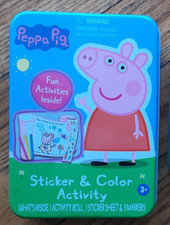 NEW PEPPA PIG SET Sticker  Color Activity kit in collectible on the go tin