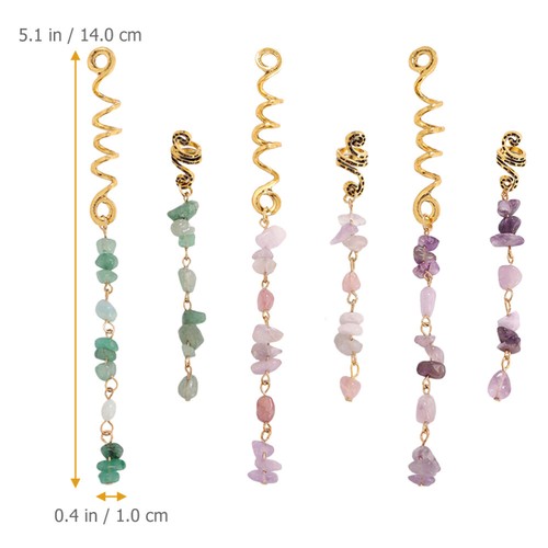 6 Pcs Steinhaarzubehör Dreadlock-Perlen Für Haare Schmuck Aus Naturstein - Bild 12 von 12