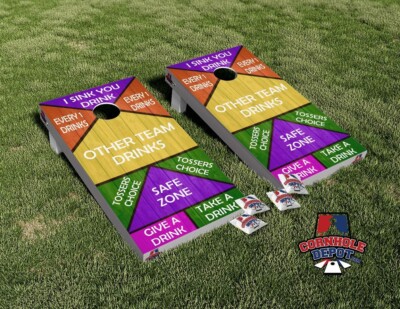 Drinking Game Colorful Cornhole Board Vinyl Wrap Laminated Sticker Set Decal