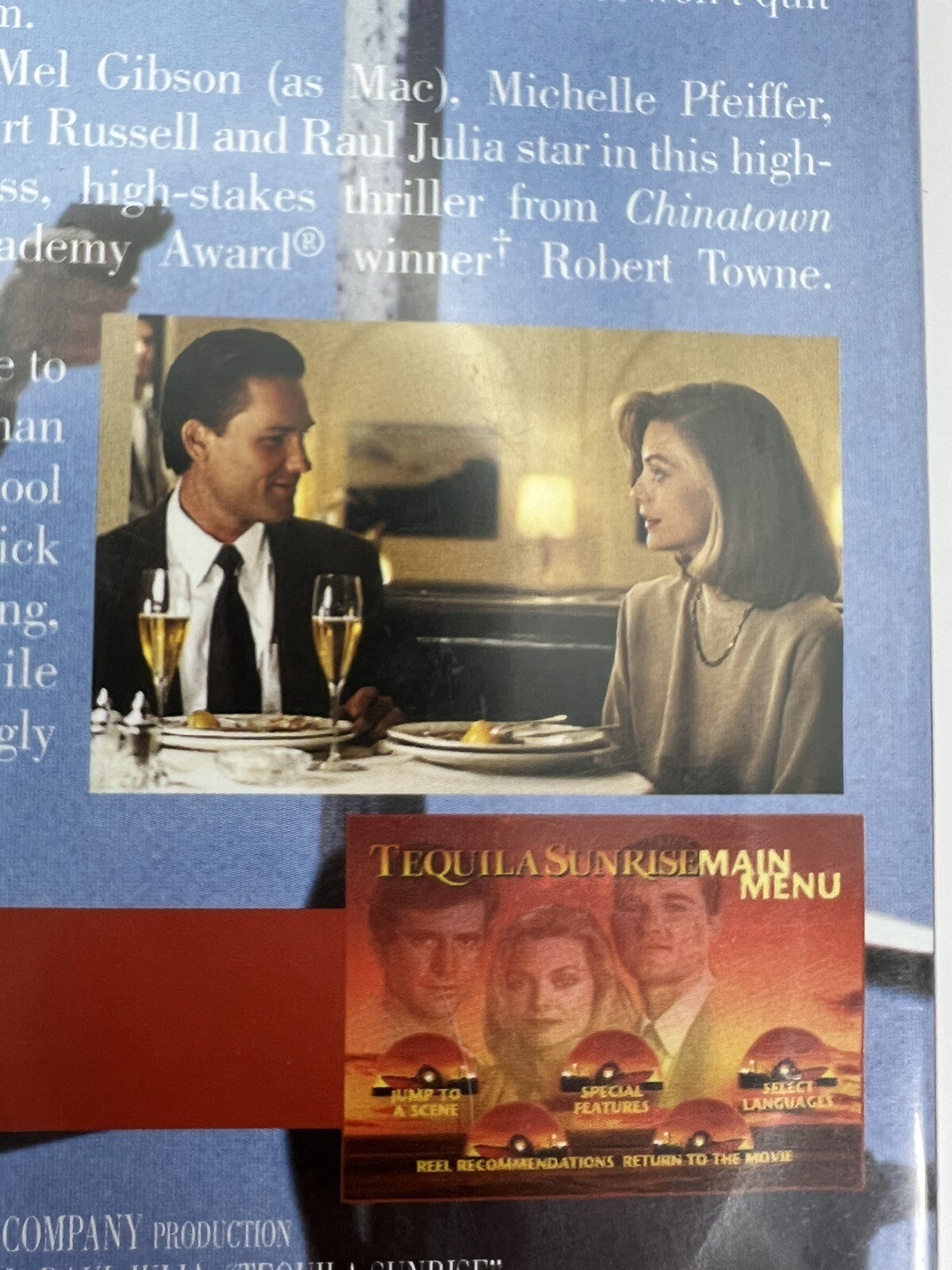 TEQUILA SUNRISE DVD Film Movie Mel Gibson Michelle Pfieffer R4 Action