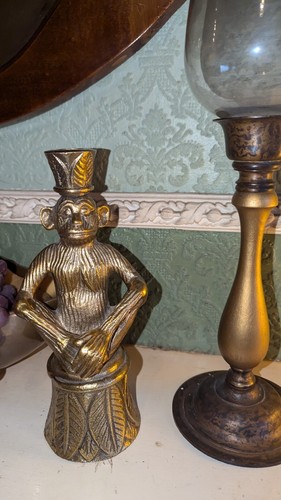 Affe Gold Zirkus Kerzenständer schrullig Metall Vintage Stil - Bild 13 von 13