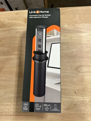 Link2Home 2-Outlets Automatic Pop Up Socket with 10-Watt Induction Wireless 