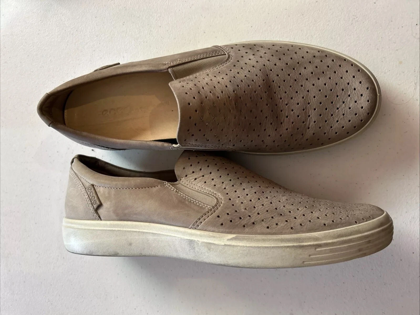 Ecco Soft 7 Perf. Mocassino slip on taglia 44 beige