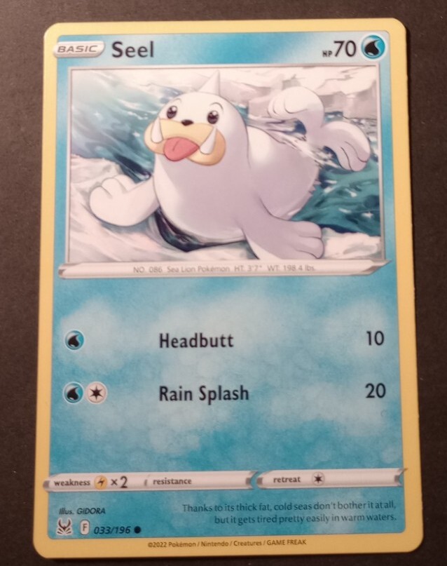 Pokemon Lost Origin Seel Common Card 033/196 NM