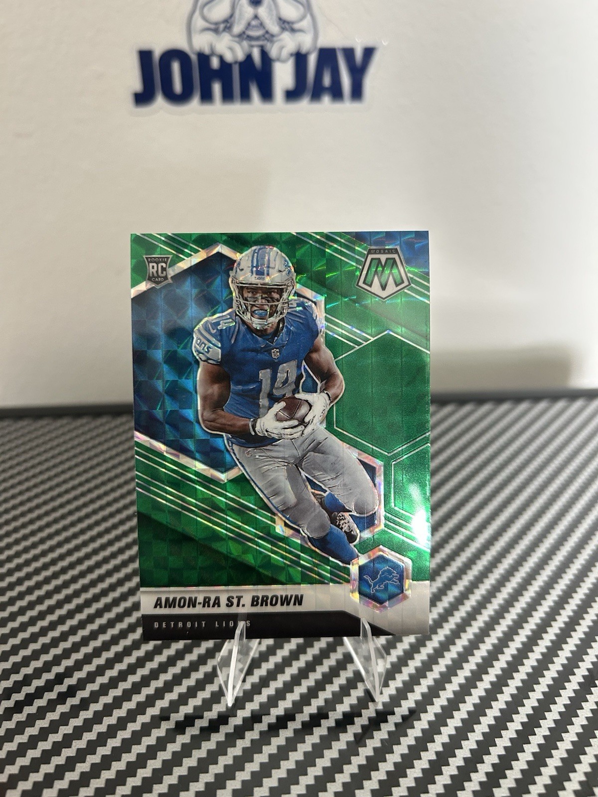 2021 Panini Mosaic - Rookies Amon-Ra St. Brown #328 Green Mosaic Prizm (RC)