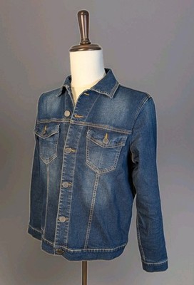 Dan John L Distressed Blue Men's Denim Stretch Trucker Jacket