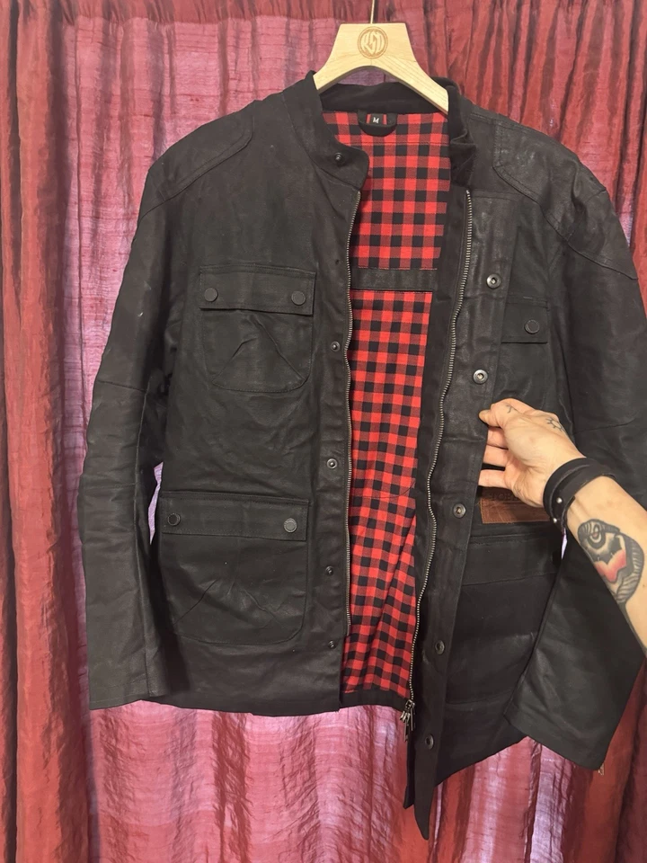 Jaqueta jeans encerada preta para motocicleta Tobacco Motorwear McCoy - Imagem 4 de 4