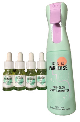4 Isle of Paradise FACE Self Tanning Drops .33oz  w/Free Continuous Spray Bottle
