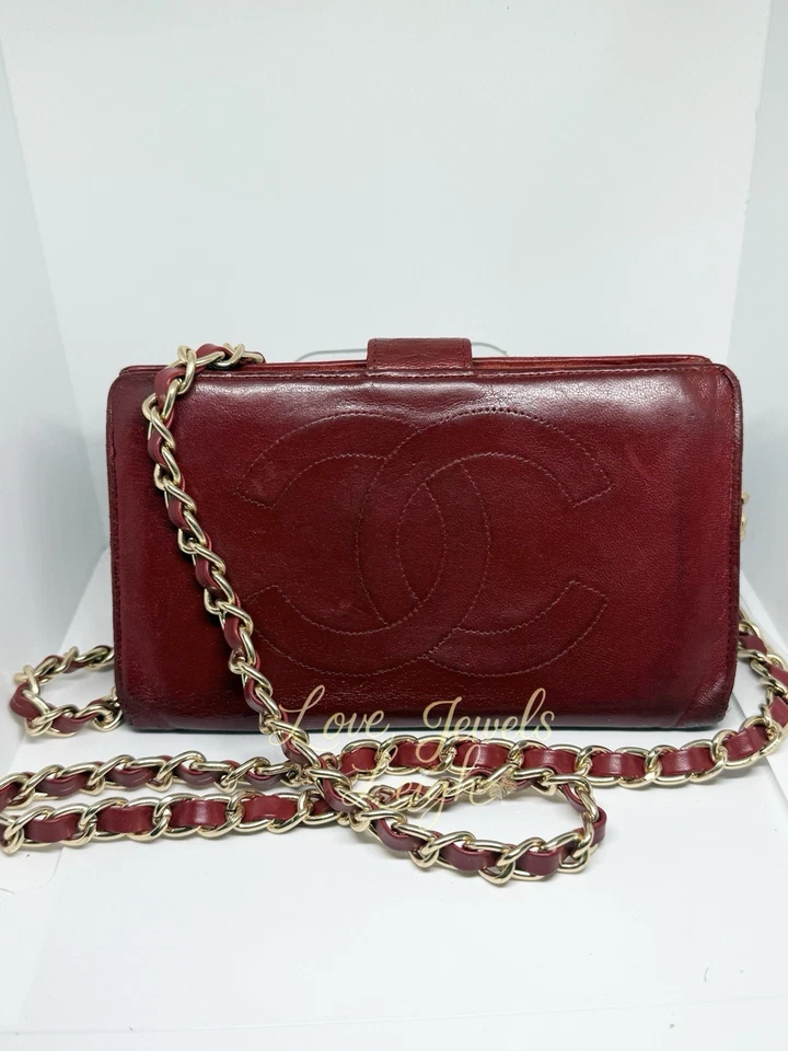 ¡¡Icónico!!️Cartera Chanel Piel de Cordero Cuero Rojo Cadena Dorada Bandolera Certificado de Autenticidad INCLUIDO Foto 2 de 4