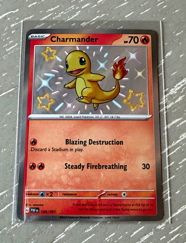 Charmander 109/091 SV Paldean Fates Shiny Rare Holo ENG Pokemon TCG