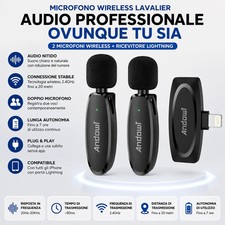 Microfono Wireless Lavalier per iPhone Lightning Senza Fili con Riduzione del Ru