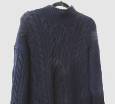 NWT Women's Vince Pull over Wool/Cashmere Cable knit sweater Blue L /Sku329