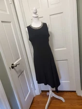 MSK Black Knit Asymmetrical Hemline Dress Size M, Cocktail Party, Wedding Guest