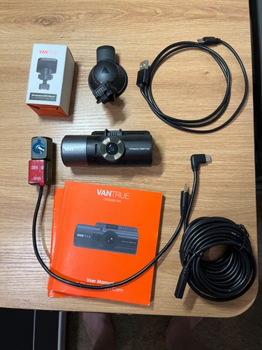 Vantrue N4 3 Channel Dash Cam GPS Hardwire Kit+ New Adhesive Windshield Mount