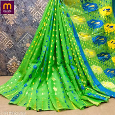 Indian Jamdani Cotton Slub Saree With Unstitched Blouse Women's Party Wear Sari