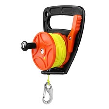 150FT Scuba Dive Reel with Thumb Stopper and 2" Clip, High Visibility Finger ...