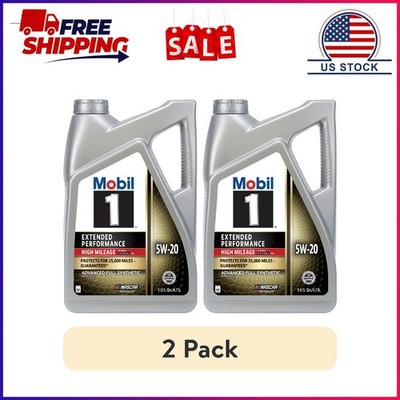 2 pack, Mobil 1 Extended Performance High Mileage Full Synthetic Motor Oil 5W-20