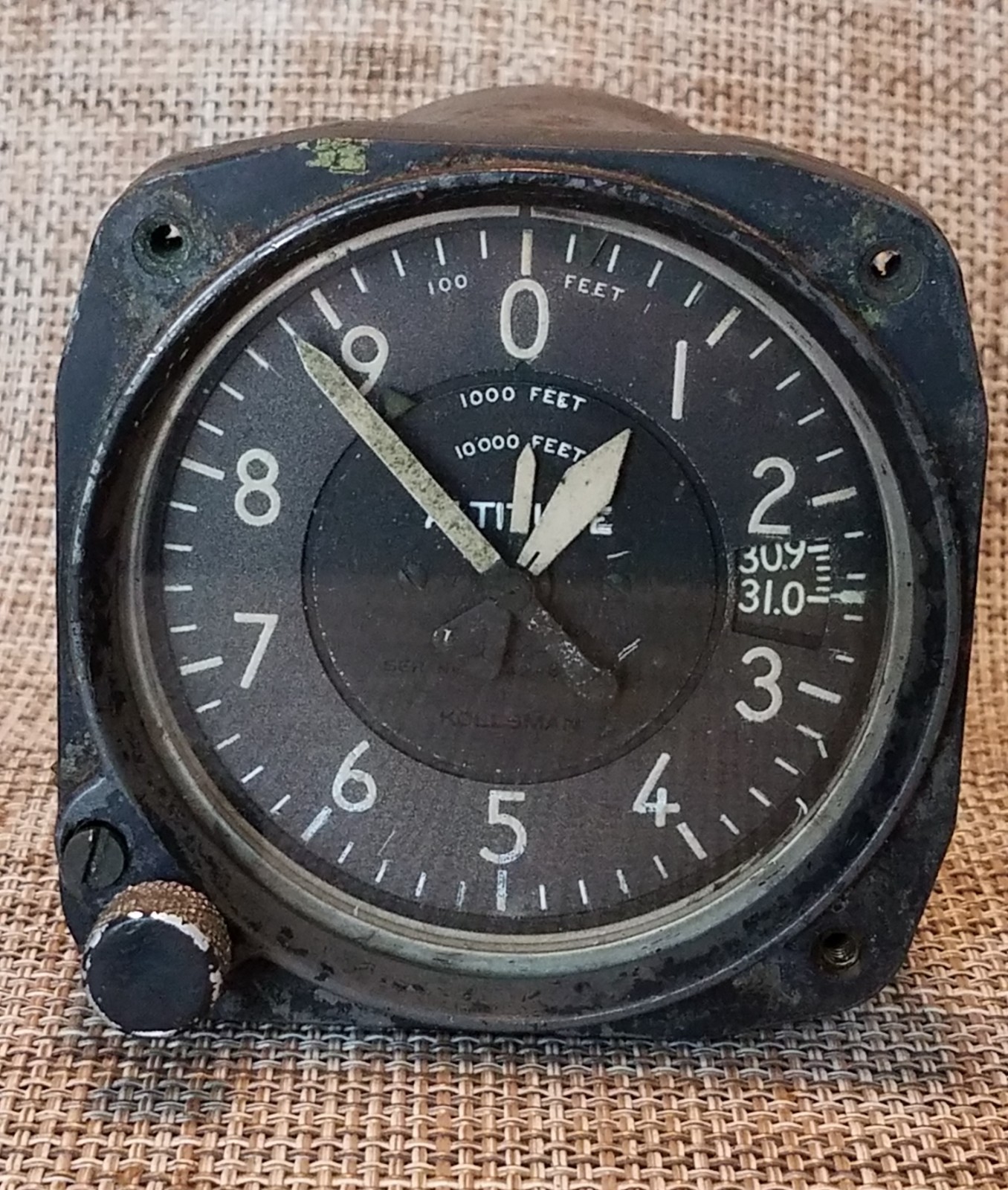 Vintage Army Air Corp. SQUARE D KOLLSMAN C-12 Sensitive Aircraft Altimeter