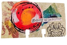 Mixed Media Collage Mini Art Card Original VTG Rotary Index Gazing Mirror 2017