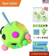 Versatile 12-Sided Fidget Cube - Great for Kids Adults Green Stress Relief