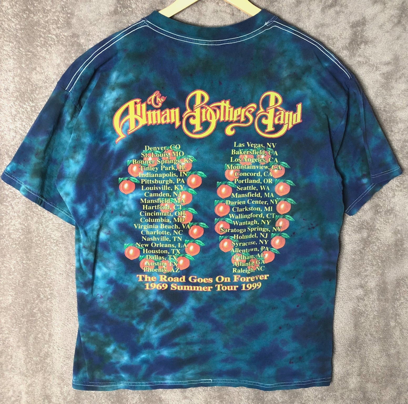 The Allman Brothers Tie Dye Mushroom P 1990s vintage concert t-shirt, vintage, size XL, single stitch, B+ condition