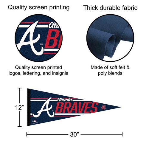 Atlanta Braves MLB 12 in X 30 in Pennant - Picture 2 of 4
