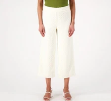 Isaac Mizrahi Cream Textured Knit Size 1X Crop Pants A598231 NWOT Lined