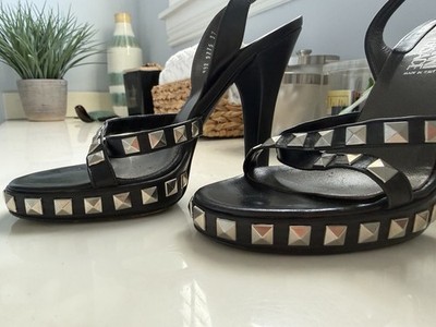 Versace Sexy Leather Slingback Studded Heels -37