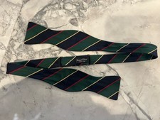 Robert Talbott Pure Silk Adjustable Bowtie Green Navy Red Striped Preppy USA