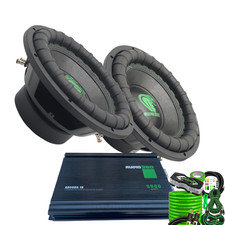5 Pcs Car Subwoofer Set: 2x 2500W 12" Subwoofer 5000W Car Amplifier Kit