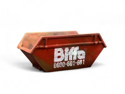 BUNTERS YARD Rusty Stackable Skips - Biffa Red - O Gauge