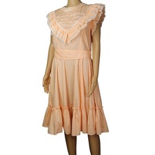 70s Jeri Bee Belted Rockabilly Prairie Square Dance Ruffle Layered Dress Size 16