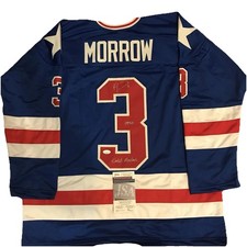 Ken Morrow Autographed blue USA Hockey Jersey 1980 Olympics JSA Certified