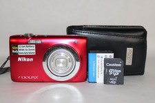 Nikon Coolpix S2600 Digital Camera 14MP 5x Zoom Red + Battery Case SD