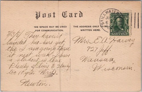 Vintage STILLWATER, Minnesota Postcard "State Prison" Street View / 1908 Cancel - Picture 2 of 2