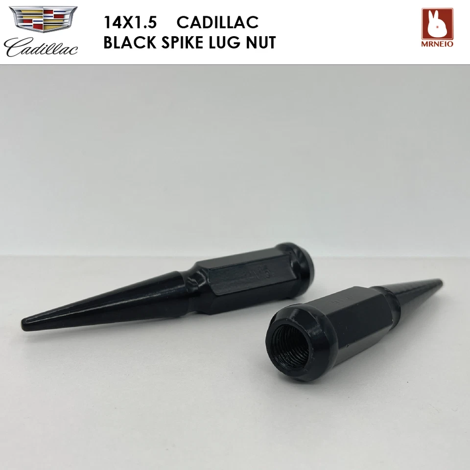 24件装凯迪拉克ESCALADE/SRX/XT5/XT6 14X1.5黑色ACORN SPIKE LUG NUTS+KEY — 第 3/3 张图片