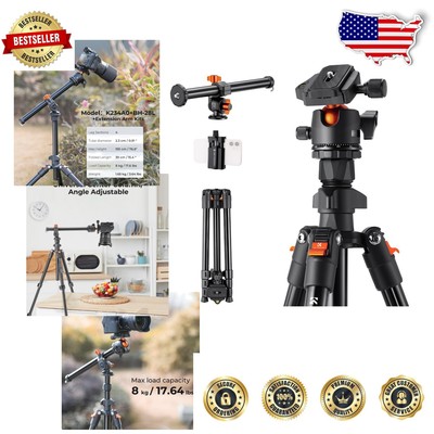 All-In-One 76-Inch Tripod with 360° Panning Head and Smartphone Compatibility
