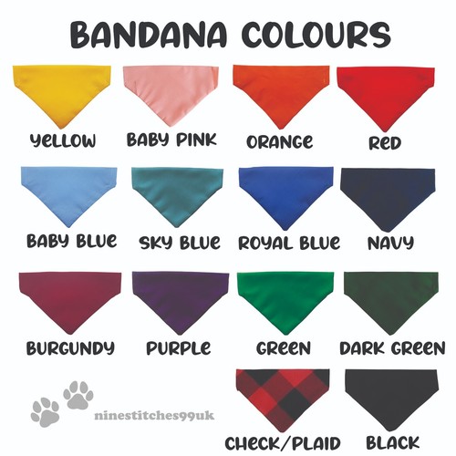 Handmade Personalised Dog Bandana Slide on Collar Neckerchief Scarf Gift Present - Picture 4 of 13